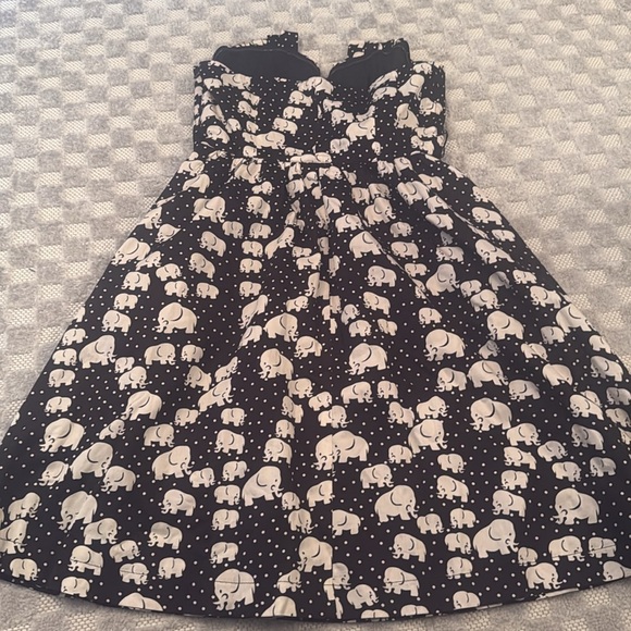 Anthropologie Circ-A-Line elephant strapless dress Black & White No Belt Size 8 - Picture 4 of 8